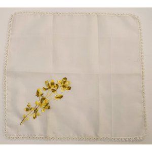 Vintage Hankie Embroidered Handkerchief Variegated Yellow Flowers Pocket Scarf
